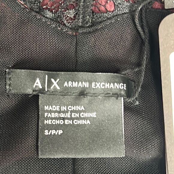 NWT NEW Armani Exchange Burgundy Silk Black Lace Cami Spaghetti Straps Top S - Picture 12 of 16